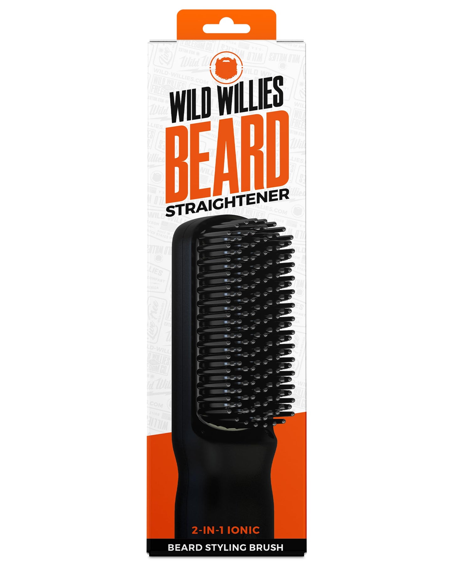 Wild Willies Beard Straightener For Men - 2-In-1 Heated Beard Brush With 3 Temperature Settings - Ionic Heated Comb For Silky, S