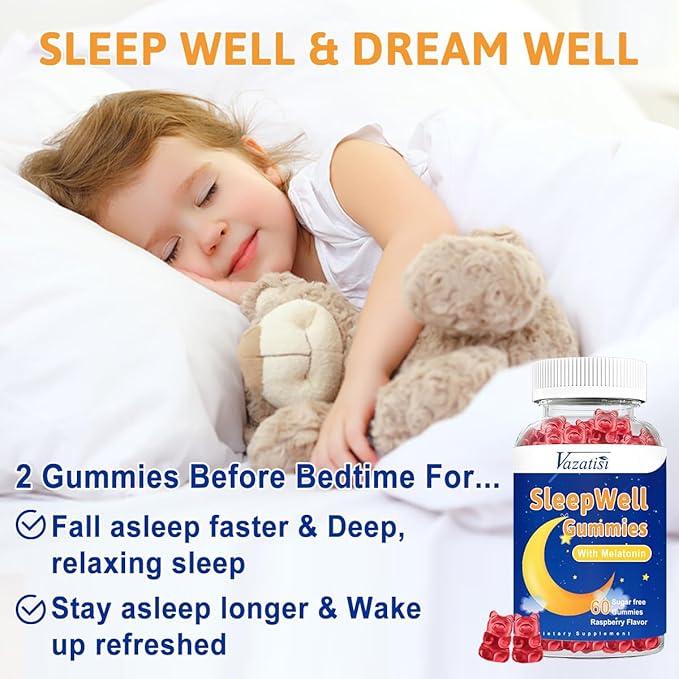 Sleep Gummies for Adults and Kids - Sugar Free Melatonin Gummies with Magnesium, L-Theanine, Vitamin B12, Vegan - 120 Raspberry Flavored Gummies