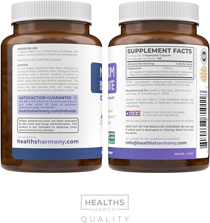 High Absorption Magnesium Bisglycinate Capsules - Clinically Validated Buffered and Chelated Magnesium Supplement - 1 Daily Vegan Capsule with Lab Verified Gentle Magnesium 200mg (4 Month Supply)