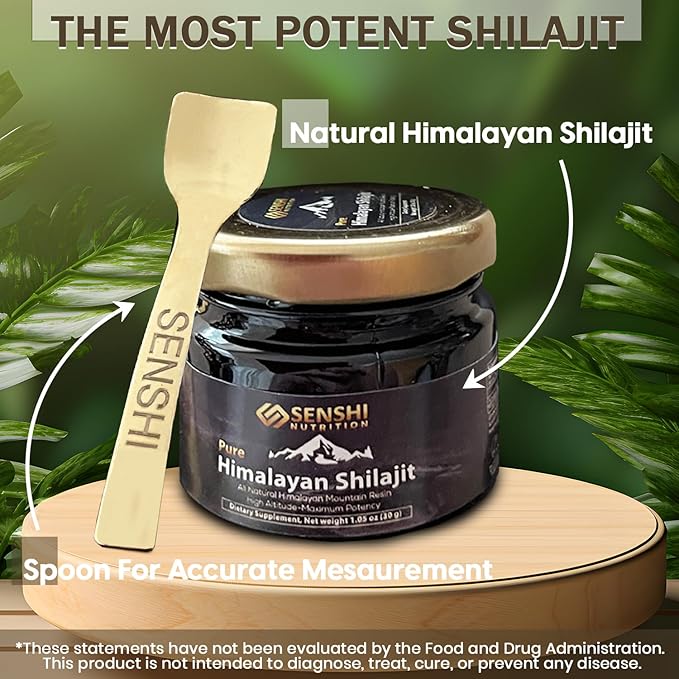 Shilajit - All Natural Maximum Potency Himalayan Mountain Resin from High Altitude - 100% Pure Shilajit with Fulvic Acid & 85+ Trace Minerals Complex - 1 oz / 30 g with Free Spoon Included