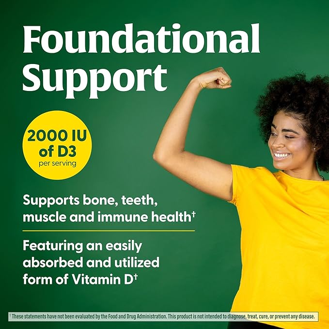 MegaFood Vitamin D3 2000 IU (50 mcg) - Vitamin D Supplements with Real Food, Immune Support, Supports Bones, Teeth & Muscles, Vegetarian, Certified Non-GMO, Kosher – 60 Tablets, 60 Servings
