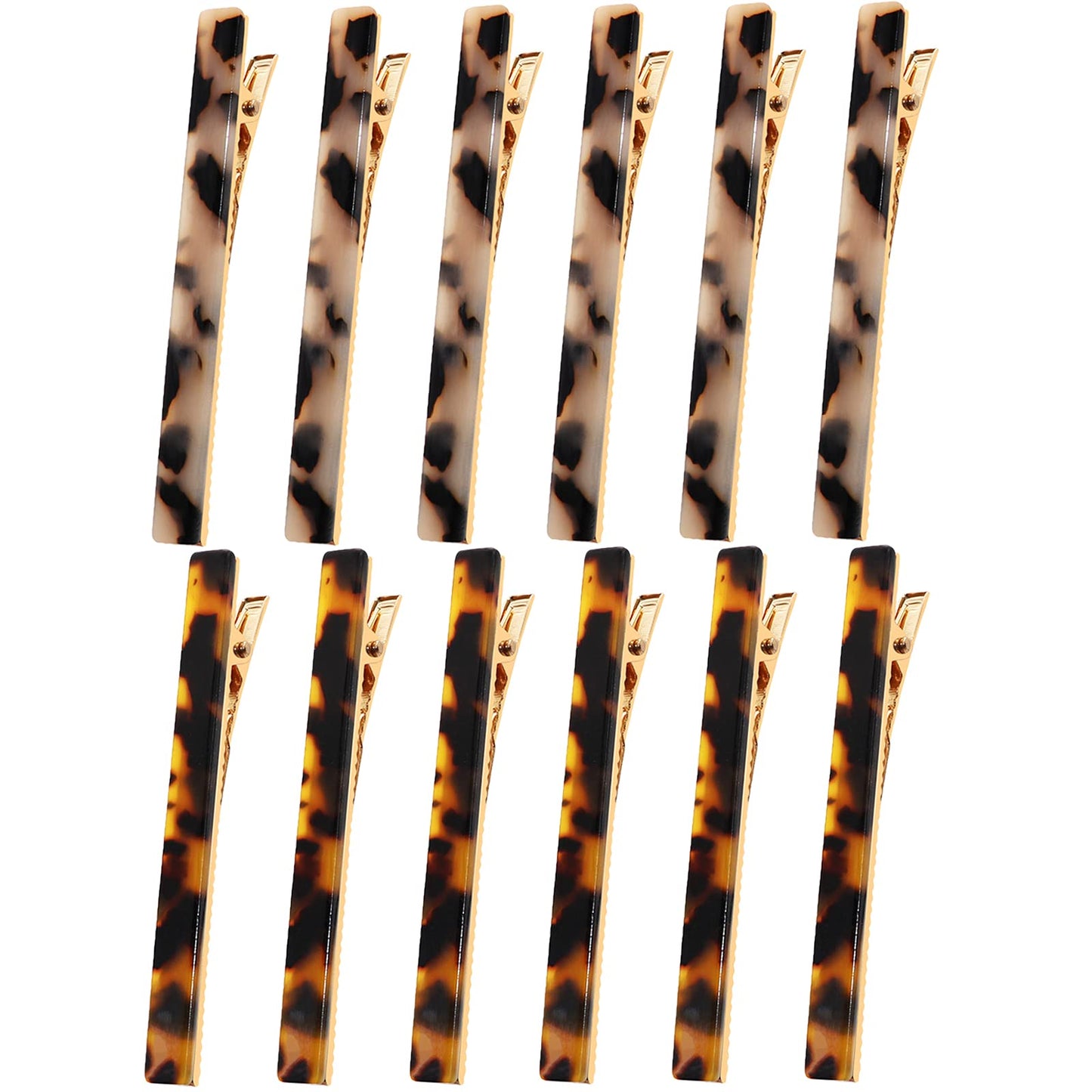 Cobahom 12Pcs Leopard Print Hair Clips Resin Barrettes Tortoise Shell Hair Clip Duckbill Clips For Women Hair Accessories (6 Dee