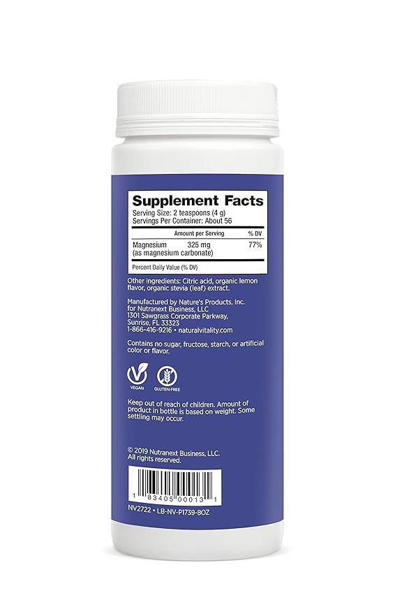 Natural Vitality Calm, Magnesium Citrate Supplement, Anti-Stress Drink Mix Powder, Lemon - 8 Ounce (Packagaing May Vary)