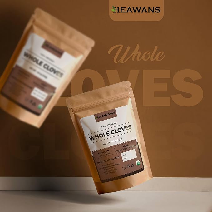 Heawans Hand Picked Premium Grade Organic Whole Cloves 4.5 oz, Packed in a USDA certified farm.