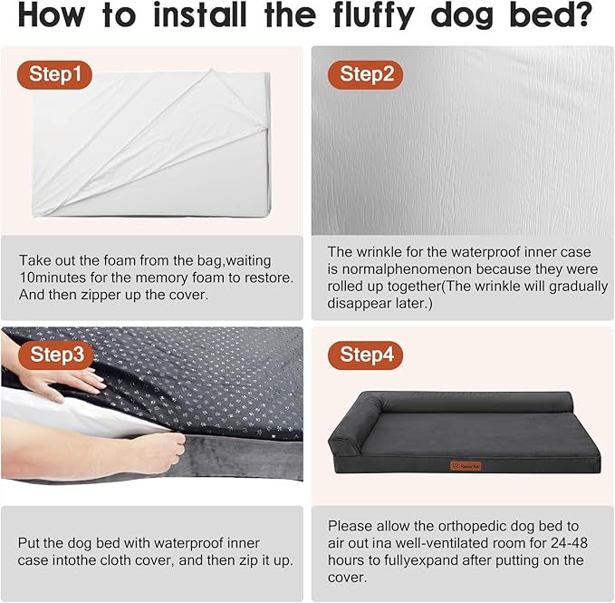 Chew Proof Dog Bed, 3" Memory Foam Dog Bed for Small and Medium Dogs, Removable and Washable Microsuede Cover, Waterproof Liner, Nonskid Bottom, 30x20 Inches S Dark Grey