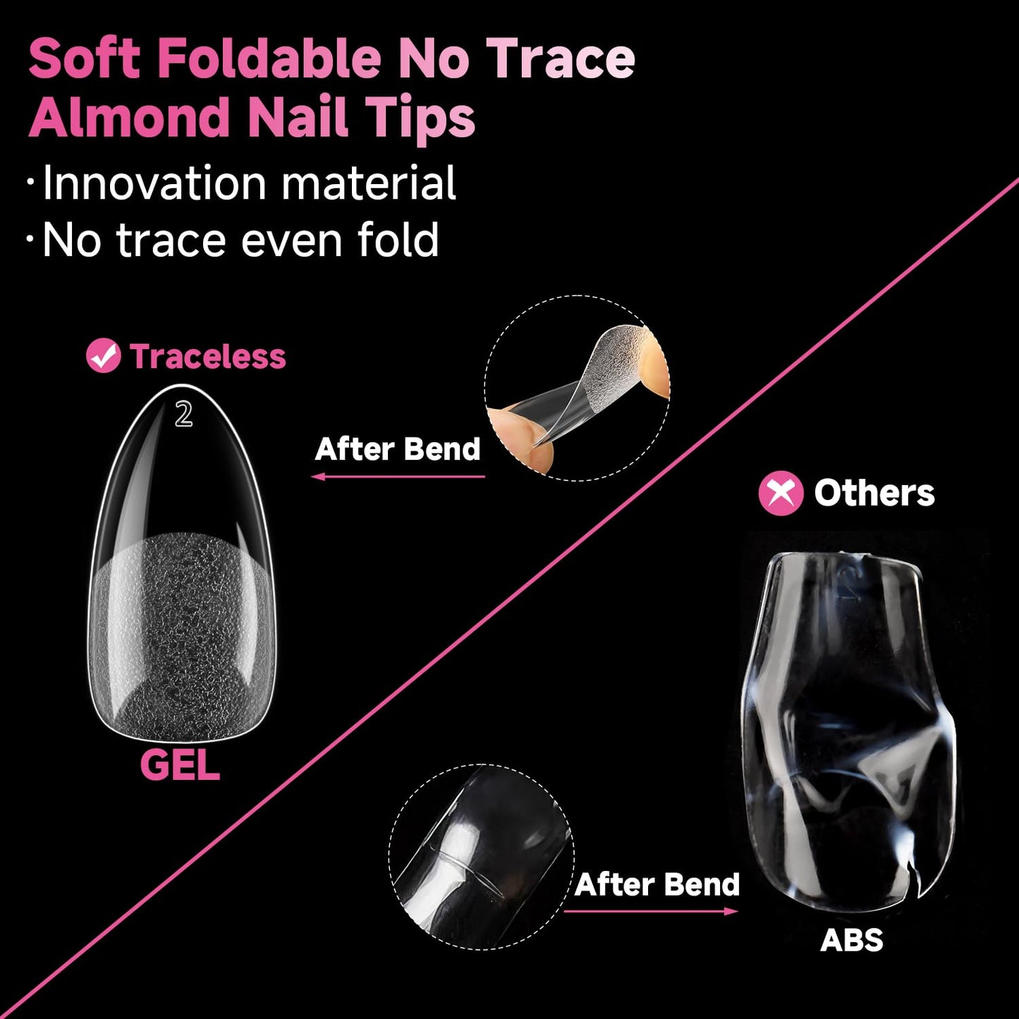 UNA GELLA Square Toe Nail Tips | 504 Pcs Soft Gel Full Cover | DIY Pedicure