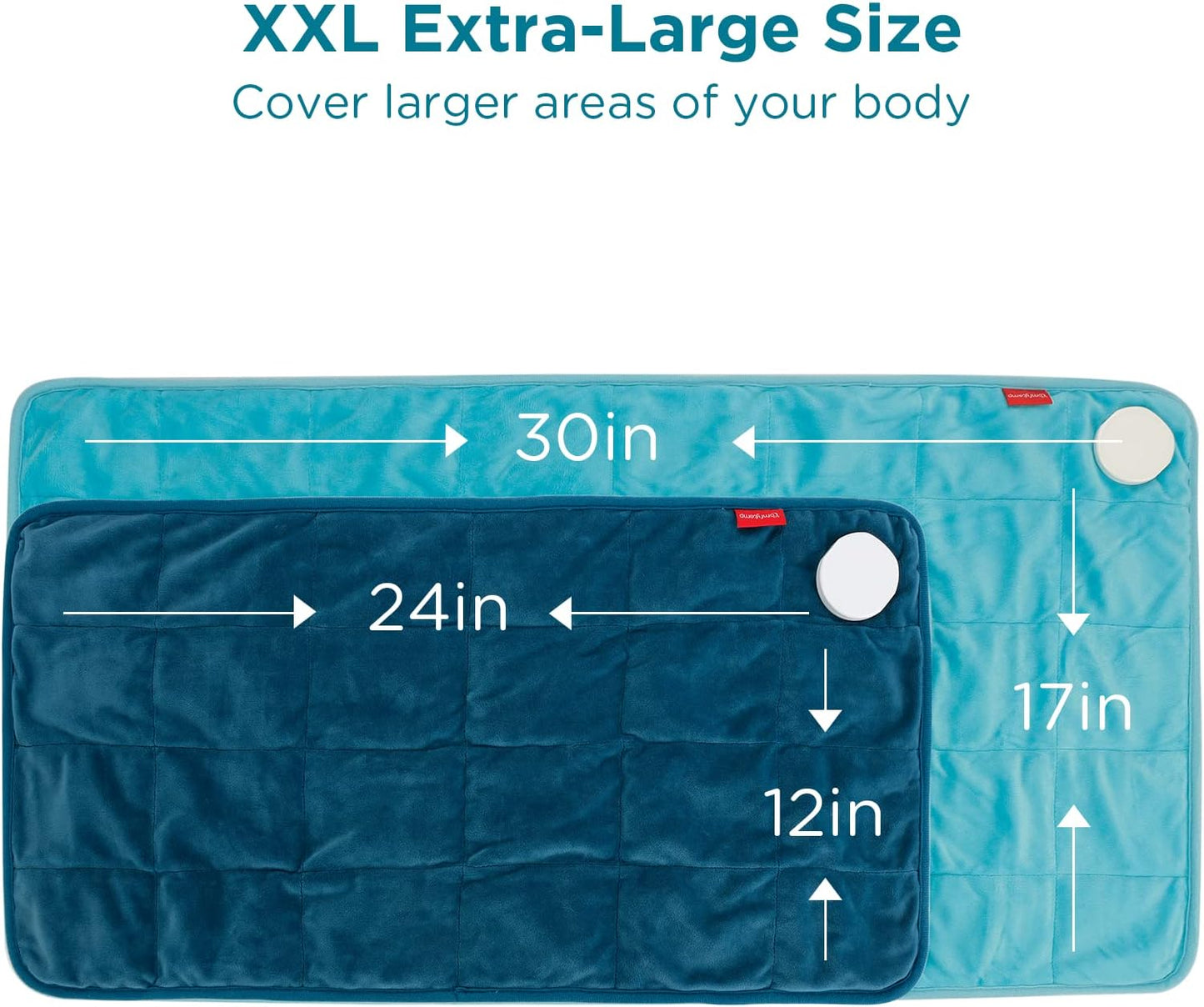 Comfytemp Weighted Heating Pad for Back Pain Relief & Cramps, Mothers Day Gifts for Mom, 17'' x 30'' Extra Large Heat Pad, 3.7lb Electric Heated Pad, 2H Auto-Off, Machine Washable