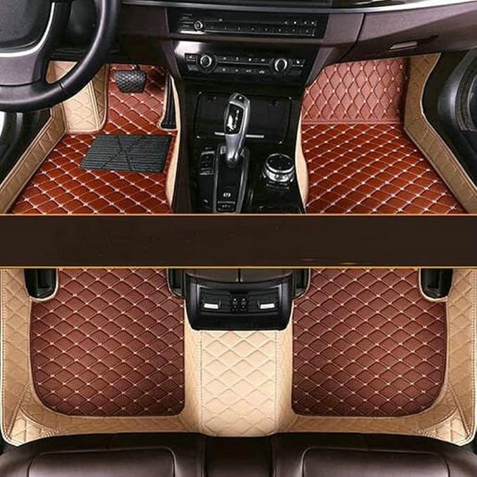 Custom Making Car Floor Mats Compatible with Audi BMW Mercedes-Benz Toyota Lexus Honda Infiniti Nissan Hyundai Kia All Models 2005-2026 (Beige and Brown)