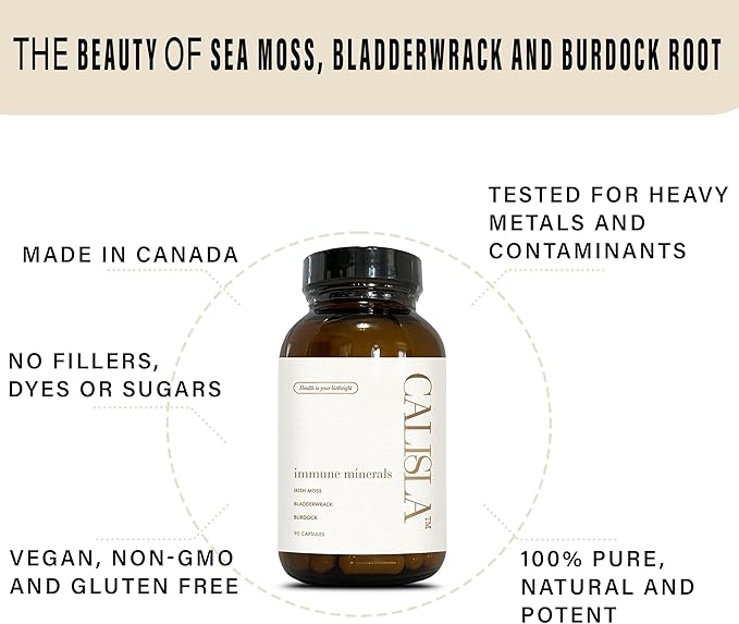 Immune Minerals Capsules - Sea Moss, Burdock, Bladderwrack Capsules (Irish Moss) - High Potency