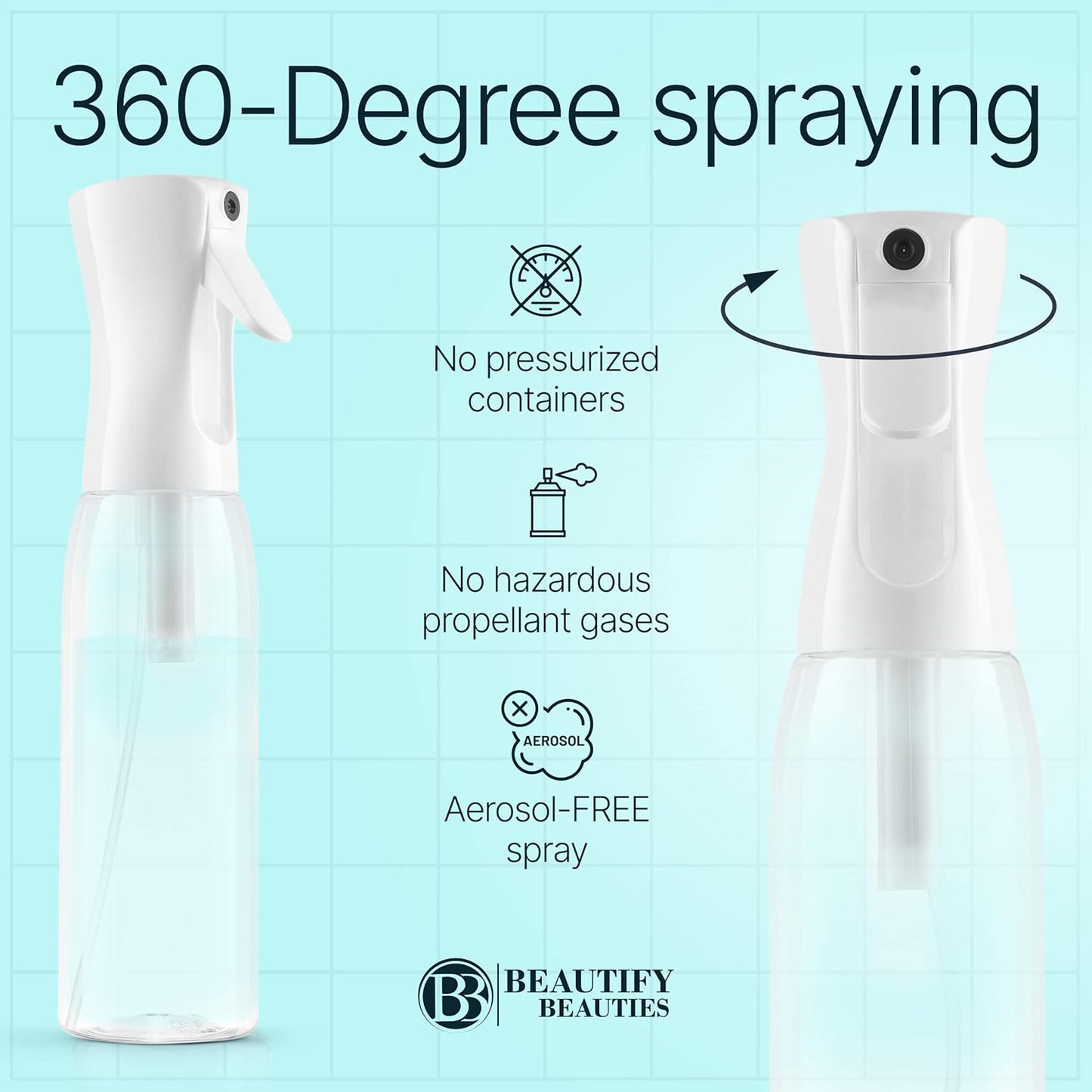 Continuous Mister Spray Bottle | 18.6oz Clear Hair & Plant Care