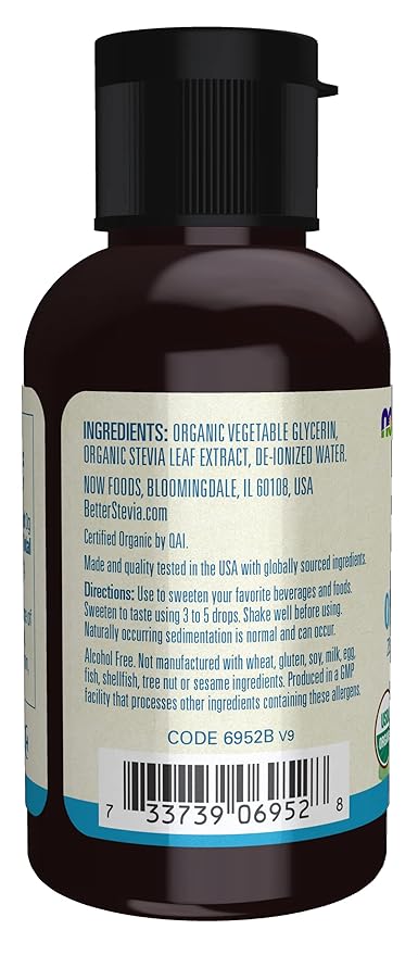 NOW Foods, Better Stevia Liquid, Glycerite, Zero-Calorie Liquid Sweetener, Low Glycemic Impact, Certified Non-GMO, 2-Ounce