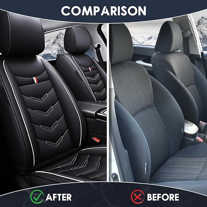 Car Seat Cover 7 Seats for Hyundai Palisade 2020-2025, Durable Wear Resistant Waterproof Sport Seat Cover, Breathable No Odor Premium Leather Vehicle Seat Covers.(Standard,Black White)