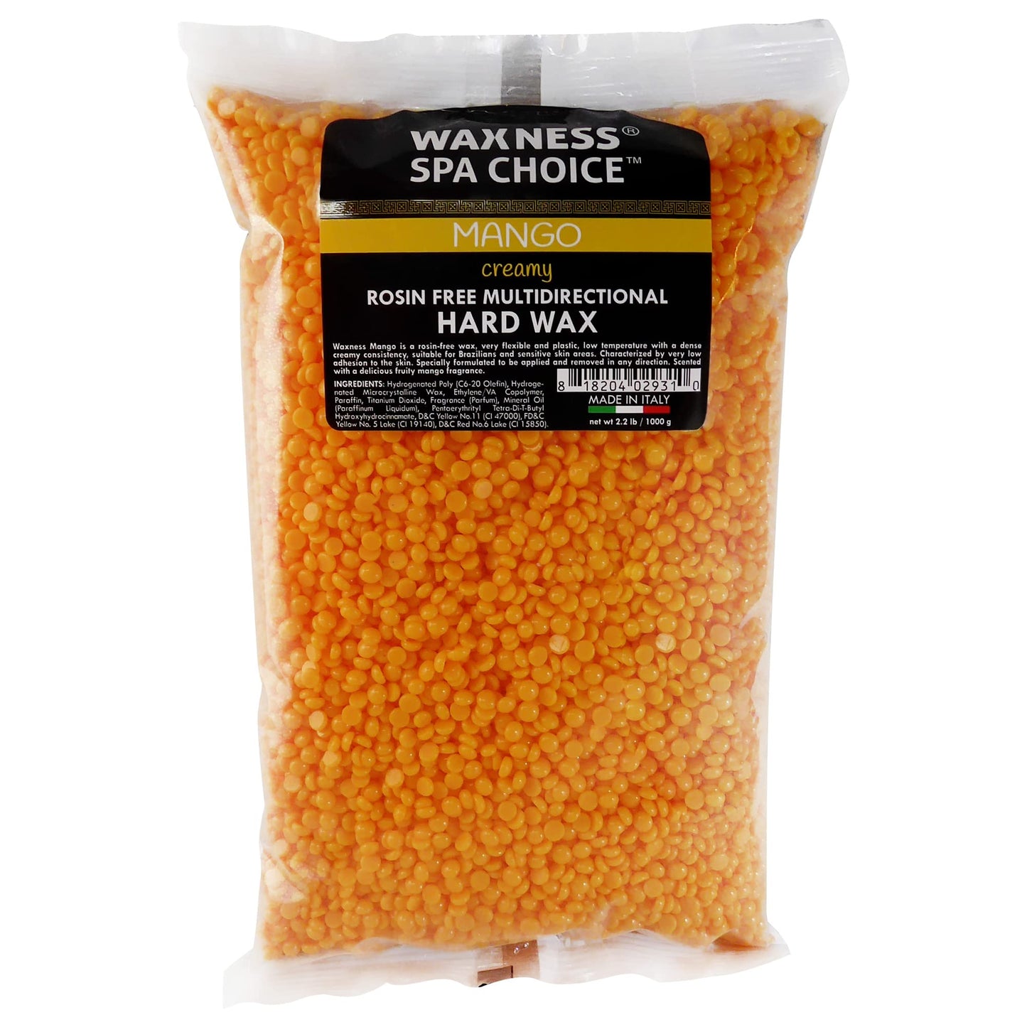 Waxness Spa Choice Rosin Free Multidirectional Hard Wax Mango 2.2 Lb / 1 Kg