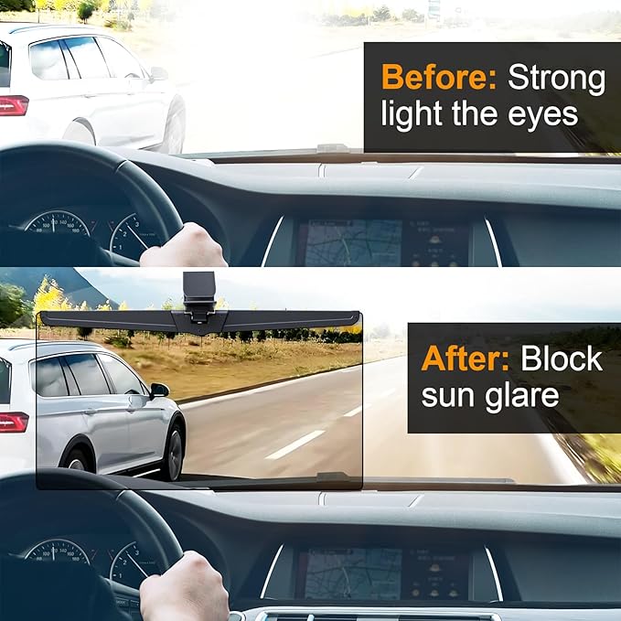 Veharvim Sun Visor Extender for Cars, Polarized Car Visor Extender Sun Blocker UV400, Adjustable Visor Extension, Clip on Sun Visor for Car, Universal, Glare, UV Protector (Large(2 Pack))