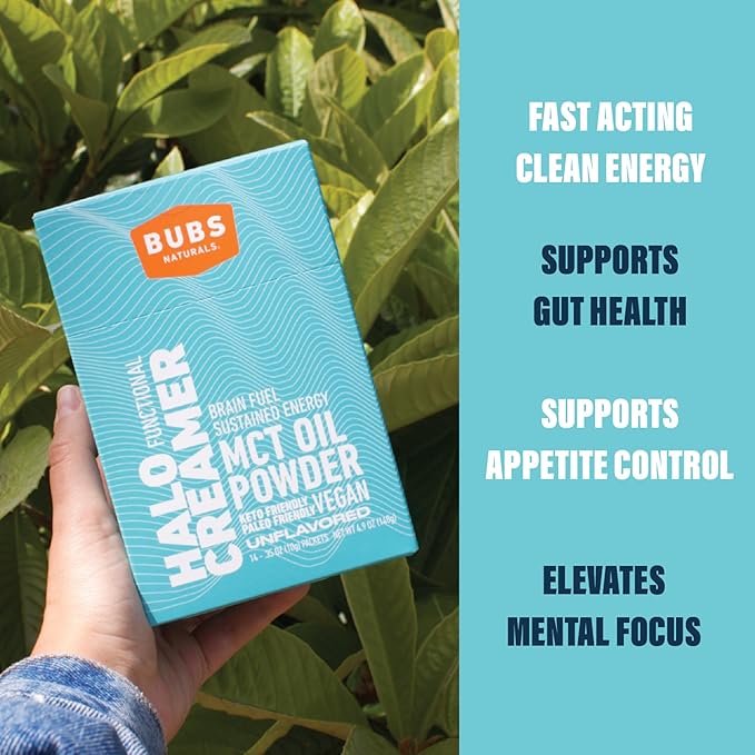 BUBS Naturals MCT Oil Powder Packets - Medium Chain Triglycerides - Keto Vegan & Paleo Friendly - Healthy Coconut Fats + Low Carb - Dairy-Free Energy Source - includes 14 Travel Packets