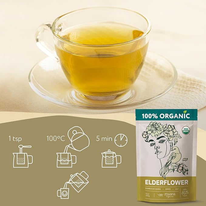 Super Value Pack 5 LB - Organic Elderflower Tea - Respiratory Health Tea, Immune Support - Allergy Relief