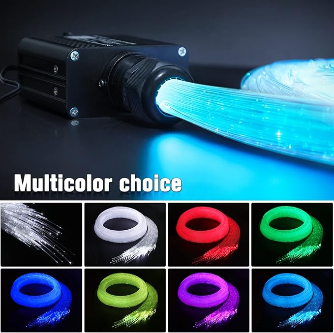 16W Twinkle Starlight Headliner Kit, 550pcs*0.03in*9.8ft Fiber Optic Strands Bluetooth APP/Remote/Music Control, RGBW Car Star Ceiling Light Kit+Adapter+Plug for Car/Home/Theater