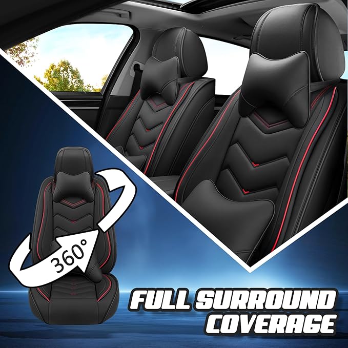 Car Seat Covers for Fiat 500 2012-2019, Premium Nappa Leather Car Seat Cover, Stylish Sport Seat Covers， Automobile Seat Cover Sets.(Luxury 5 Seats/Black)