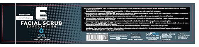Elegance Natural Face Scrub, 16.9 Oz, Aloe Vera Based Facial Scrub, Exfoliate and Eliminate Impuritites for a Healthy and Hydrated Glowing Skin