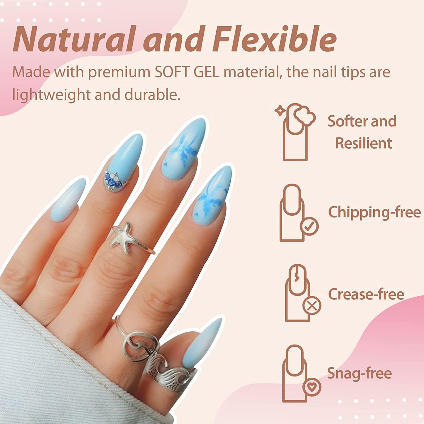 UNA GELLA Square Toe Nail Tips | 504 Pcs Soft Gel Full Cover | DIY Pedicure
