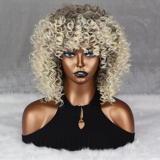 Xinran Blonde Curly Afro Wigs For Black Women, Ombre Blonde Afro 70S Wigs For Women, 70S Kinky Curly Wigs Brown Mixd Blonde