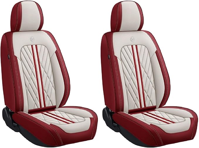 Premium Nappa Leatherette Car Seat Cover Set Custom Fit for Honda CR-V CRV 2000-2023 2024 2025 2026 Water-Proof Breathable Faux Leather Seat Cushion Protectors (Full Set 5 Seats,Beige Red)