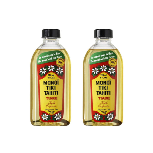 Monoi Tiki Tahiti - Tiare Coconut Oil - Original Tahitian Gardenia Fragrance - For Hydrated Skin And Hair - 4 Fl. Oz. (Pack Of 2