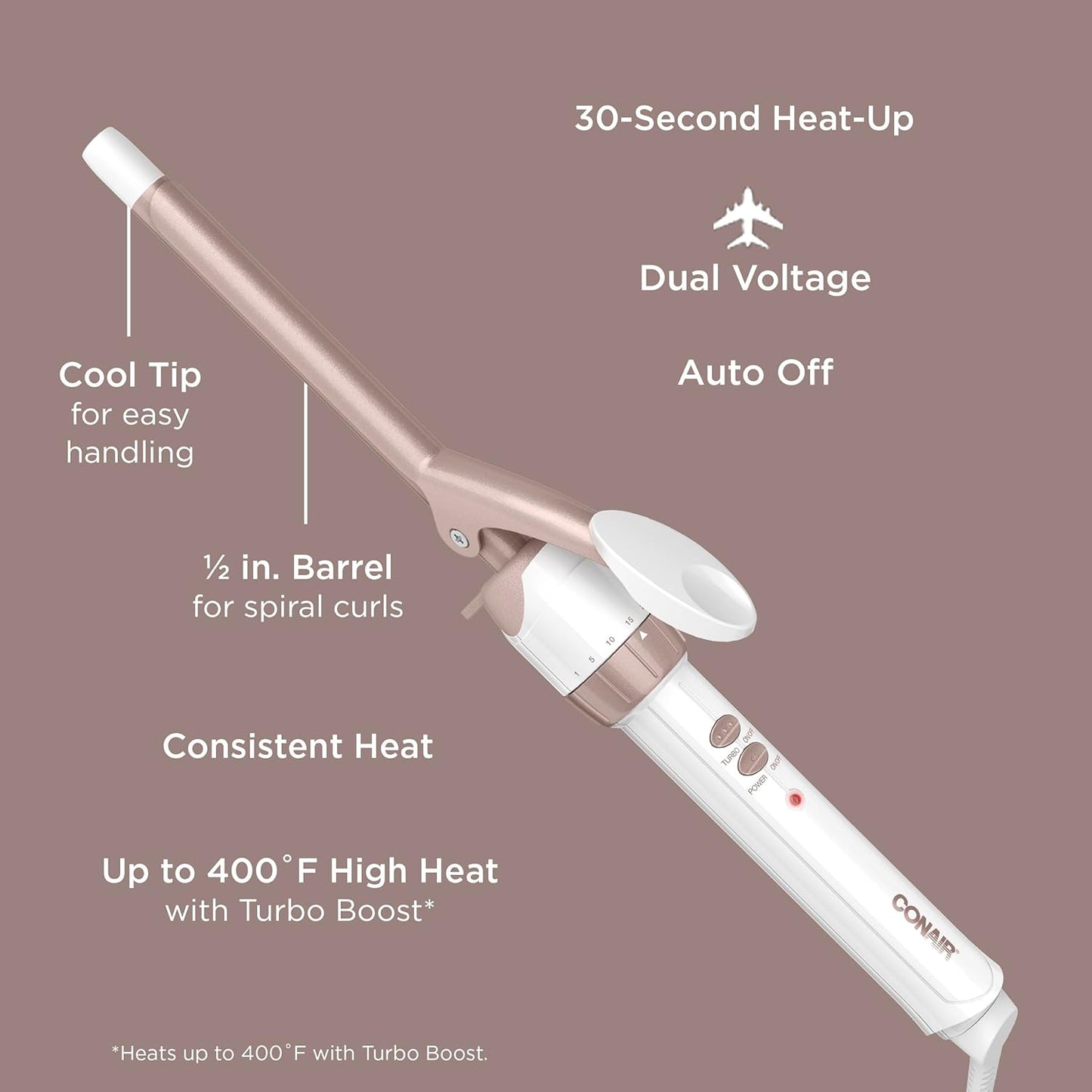 Conair Double Ceramic 1-Inch Curling Iron | Classic Curls | White/Rose Gold