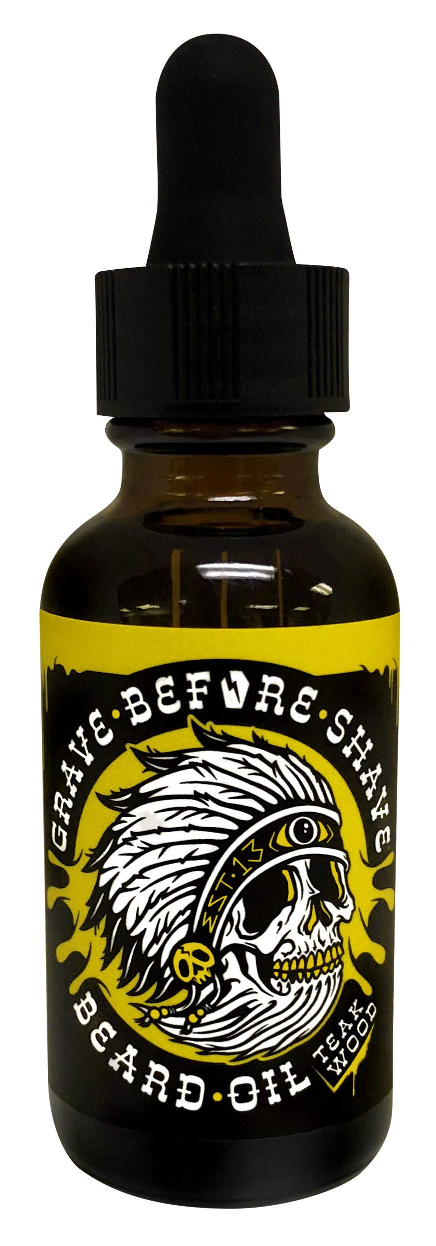 Grave Before Shave Teakwood Beard Oil 1 Oz. Bottle With Dropper Top Dispenser