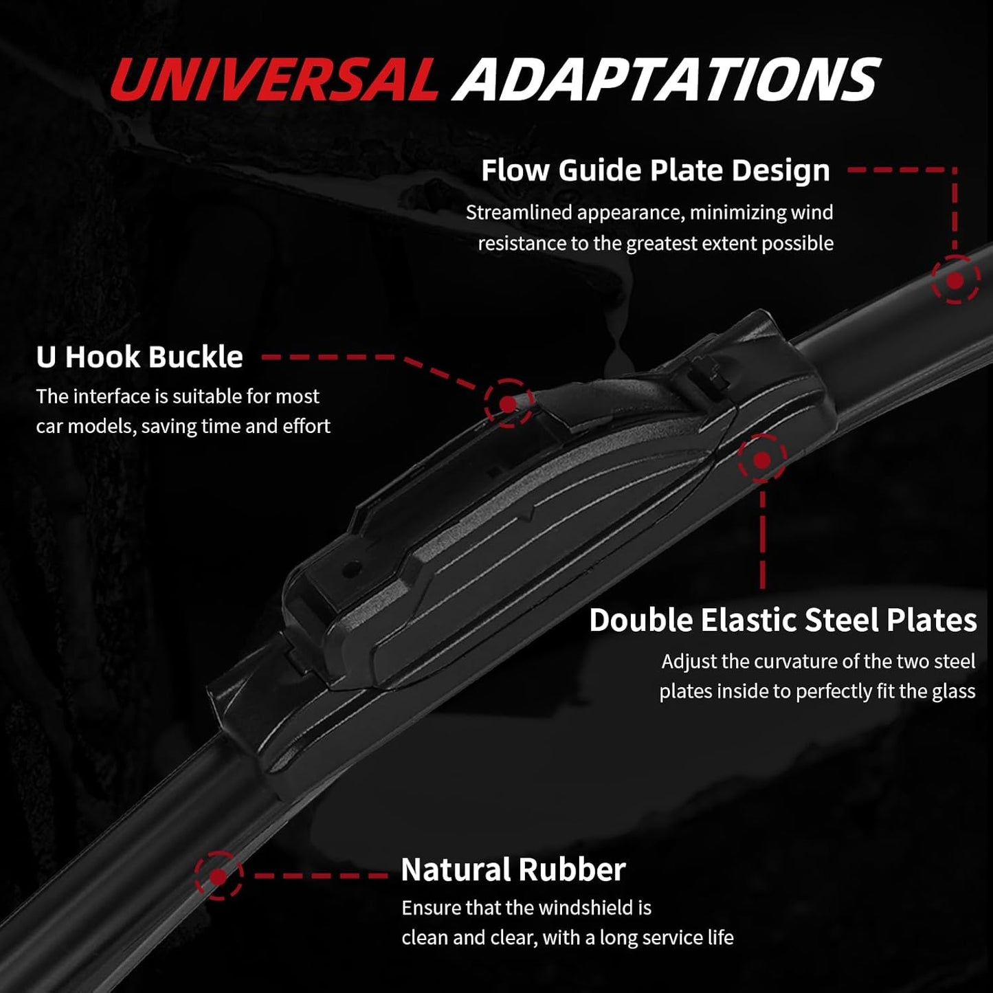 OTUAYAUTO Premium Windshield Wiper Blades - Replacement for Toyota RAV4 19-23, Mazda 5 06-15 - Precision Fit, All-Weather Performance, Front and Rear Wiper Blades, U Hook - 26"+16"+12" (Pack of 3)