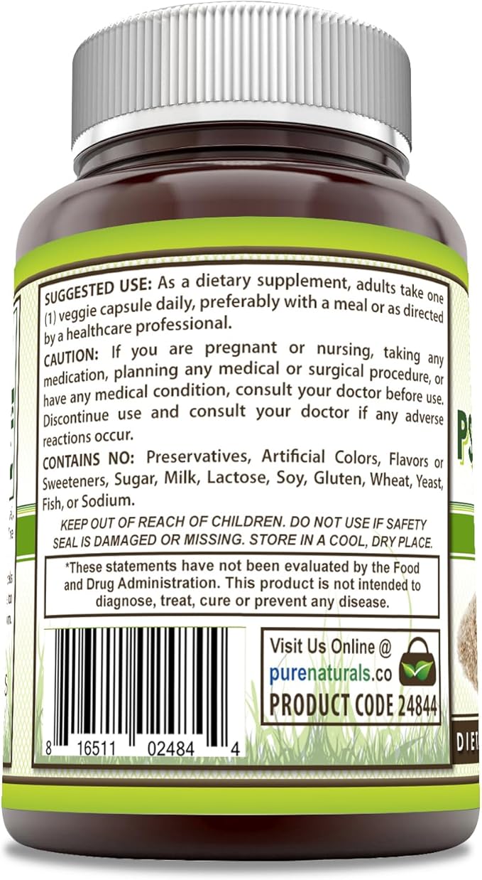 Pure Naturals Psyllium Husk Supplement | 750 Mg Per Serving | 240 Veggie Capsules | Non-GMO | Gluten-Free | Made in USA