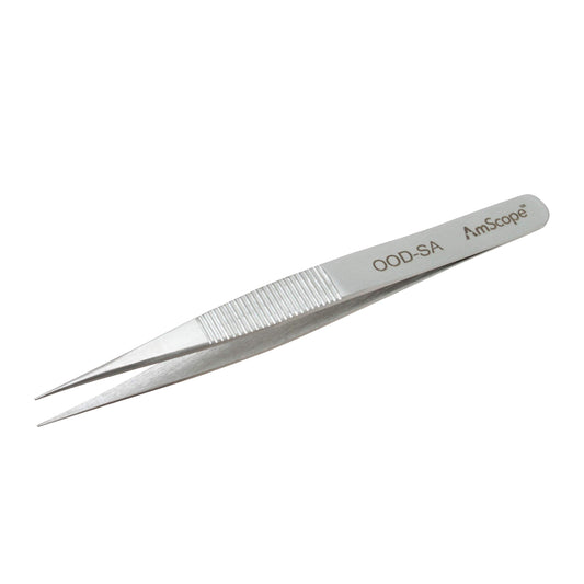 Amscope - High Precision 4 3/4 In. Straight Flat Edge Tweezers - Multi-Pack - 10 Pcs