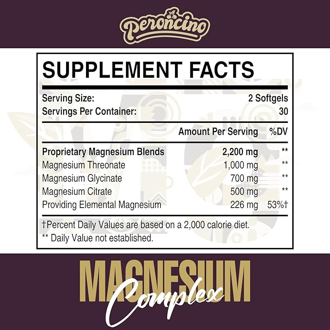 Liposomal Magnesium Complex 2200MG Softgels,Magnesium Threonate, Magnesium Glycinate, Magnesium Citrate, Three-in-one Supplement, Gluten Free, 60 Softgels (180 Count (Pack of 3))
