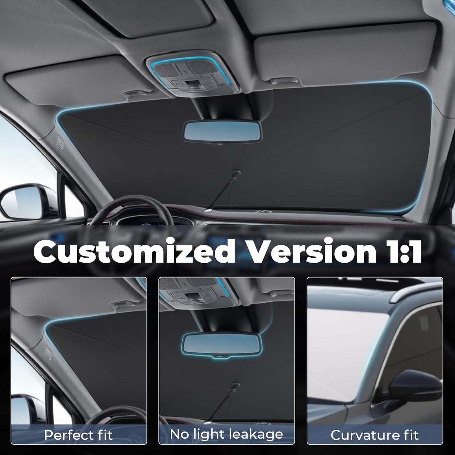 Windshield Sun Shade Umbrella: for Crosstrek-2018-2023 - Front Custom Car Window Shades - Double Thickened Foldable Crosstrek Wagon Sunshades Block UV Keep Cool