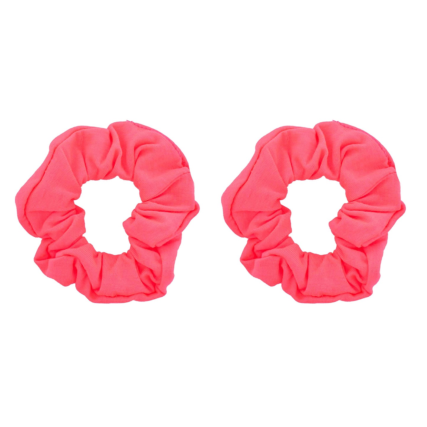 Set Of 2 Solid Scrunchies (Neon Pink)