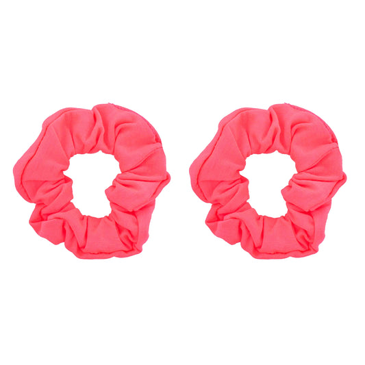 Set Of 2 Solid Scrunchies (Neon Pink)