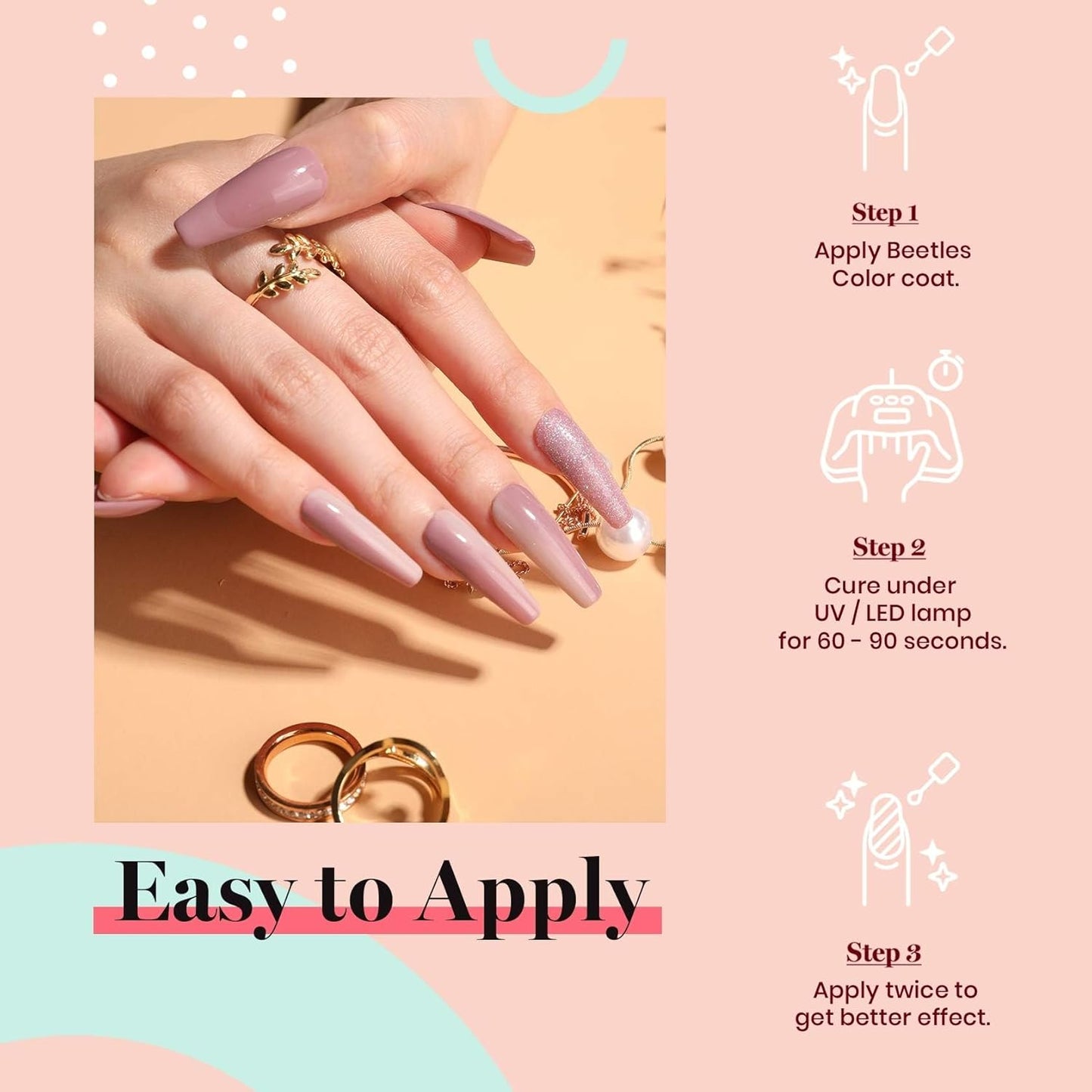 Beetles Grey Gel Nail Polish, 1Pcs 15ml Nude Angelina Grey Purple Gel Polish Soak Off UV LED Lamp Nail Art Salon DIY Design at Home Manicure Gifts for Women