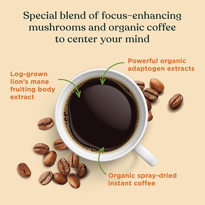 Four Sigmatic Mushroom Mix Coffee Lion's Mane | Think | Pack of 3 (30 Packets Total)