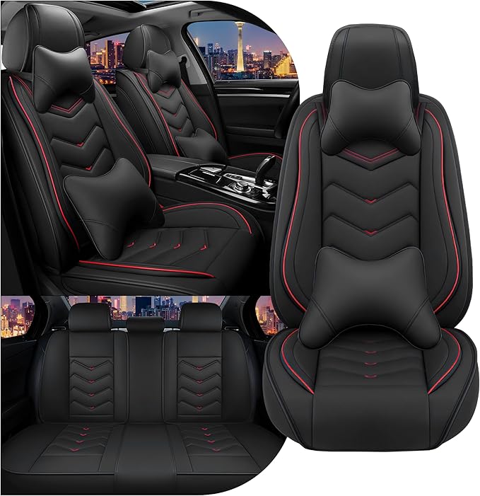 CTDS Car Seat Covers for Chevy Malibu 2000-2026, Stylish Sport Seat Cover, Premium Nappa Leather Car Seat Cover. Automobile Seat Covers Sets.(Luxury 5 Seats/Black)