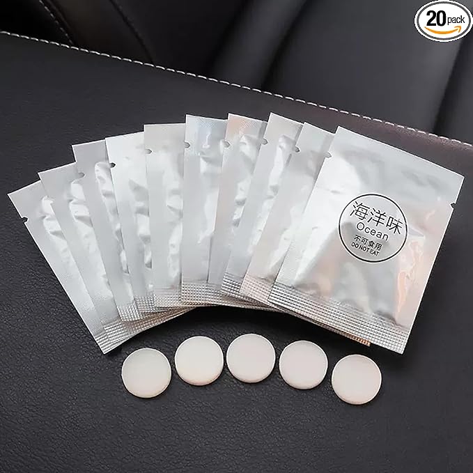 20 Pack Lemon & Ocean Aromatherapy Replacement Pads, Car Air Vent Clip Freshener Refills, Solid Fragrance Replacement Pads for Car Air Condition Clips