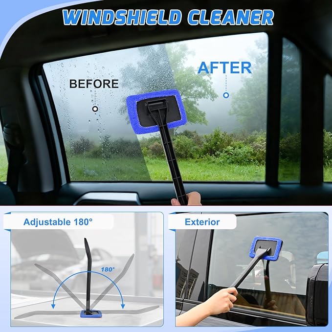 Nilight 15PCS Car Detailing Kit Auto Cleaning Tools Wash Set with Storage Carry Bag Beginners Easy to Use for Interior Exterior Car Care Clean Windshield Dashboard Seat Air Vents Wheels Tires, Blue
