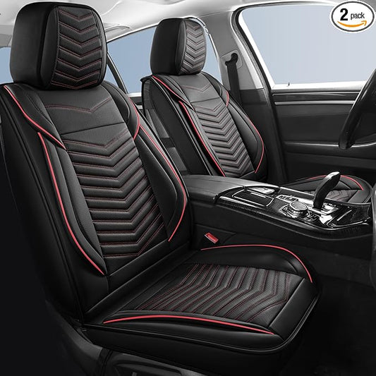 Nappa Leather Car Seat Covers Front Seats, Car seat Protector, Waterproof Car Seat Cushion, Universal Automotive Seat Covers Fit for SUV Truck Pick-up Sedan and Most Cars