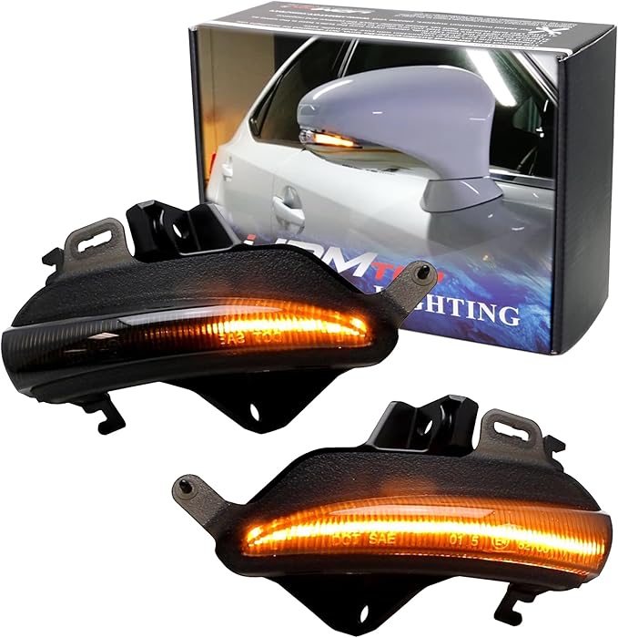 iJDMTOY Smoked Lens Dynamic Sequential Blink/Flow Full LED Outer Side Mirror Turn Signal Light Assembly Kit Compatible with Lexus is RC ES LS CT