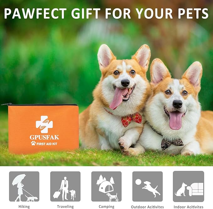 Pet First Aid Kit for Dogs & Cats - Dog First Aid Kit Pet Emergency Kit with First Aid Supplies for Home Camping Hiking Traveling