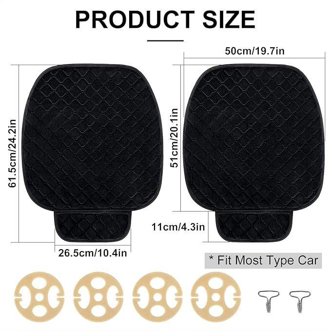 surpassme Comfortable Car Seat Covers Universal Front Seat Coves for Car Accessories with Storage Pockets, Padded Car Interior Covers for Automotive, SUV, Truck, and Van