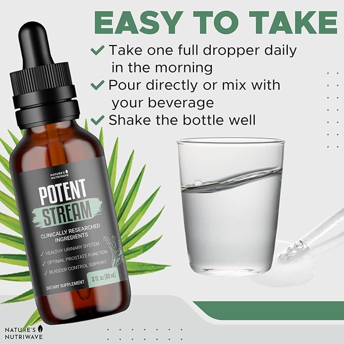 PotentStream Drops - Original Formula, Natural Liquid Supplement with Plant Extracts | 100% Natural, Made in USA, 3 Month Supply