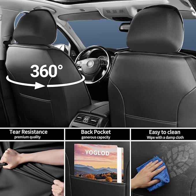 CX-7 Car Seat Covers Custom Fit for Mazda CX-7 2007-2012, Full Coverage Premium Leather Waterproof Breathable Seat Covers, Automotive Seat Protectors, Airbag Compatible(2 Front Seats, Black)