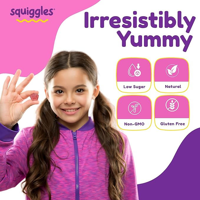 Squiggles Sniffle Berries Elderberry Gummies with Bee Propolis & Echinacea, Kids Immune Booster, Propolis Gummies for Health, Toddler Vitamins for Immune Support, Tasty Chewy Gummy (100 Count)