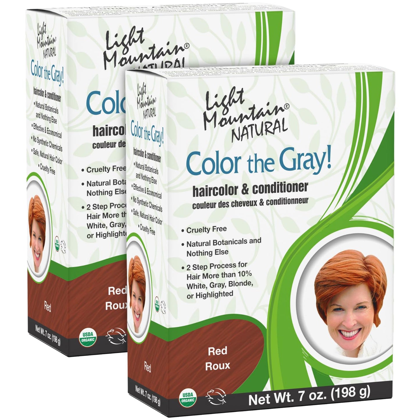 Light Mountain Henna Hair Color & Conditioner, Color the Gray - Red Hair Dye for Men/Women, 2-Step Chemical-Free, Semi-Permanent