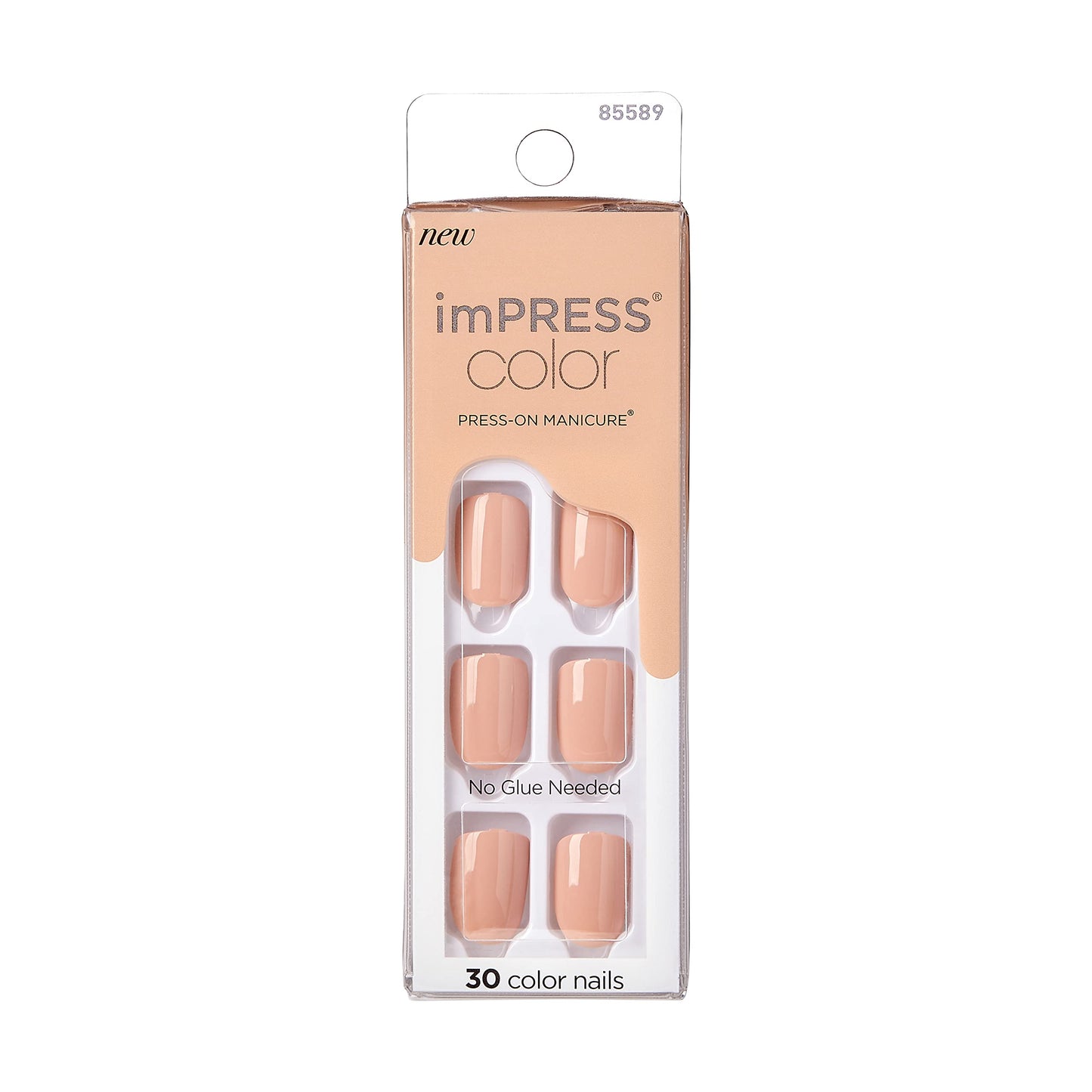 Kiss Impress No Glue Mani Press On Nails, Color, 'Latte', Beige, Short Size, Squoval Shape, Includes 30 Nails, Prep Pad, Instruc